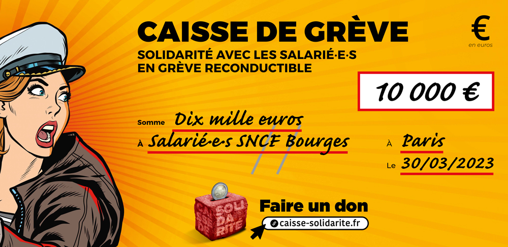 Chèque du versement à SNCF • BOURGES (18)