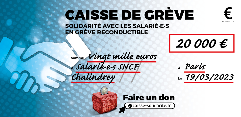 Chèque du versement à SNCF • CHALINDREY (52)