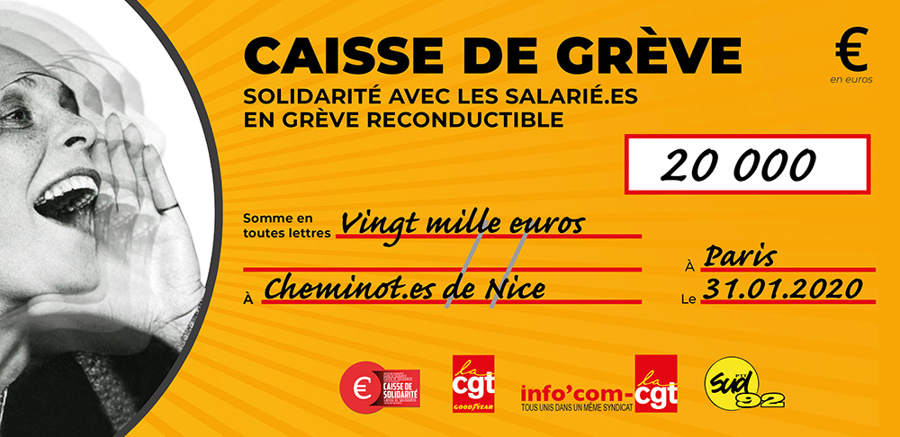 Chèque du versement à SNCF NICE