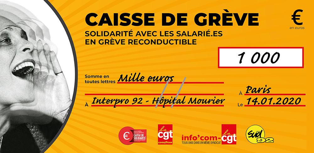 Chèque du versement à INTERPRO 92 - HÔPITAL