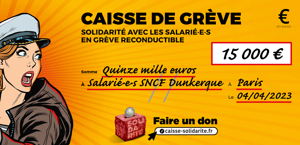 Chèque du versement à SNCF • DUNKERQUE (59)