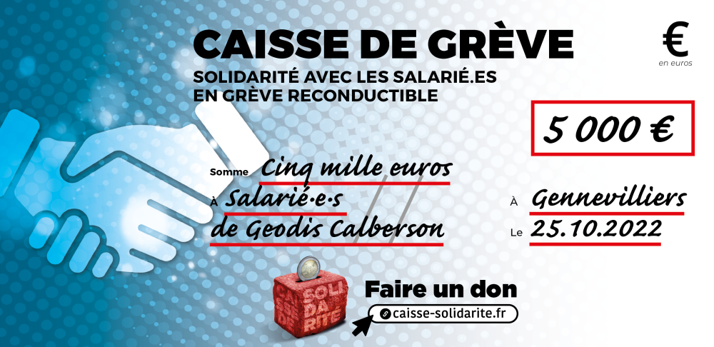 Chèque du versement à GEODIS • GENNEVILLIERS (92)