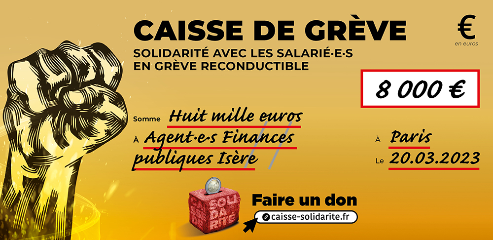 Chèque du versement à FINANCE PUBLIQUE • ISÈRE (38)