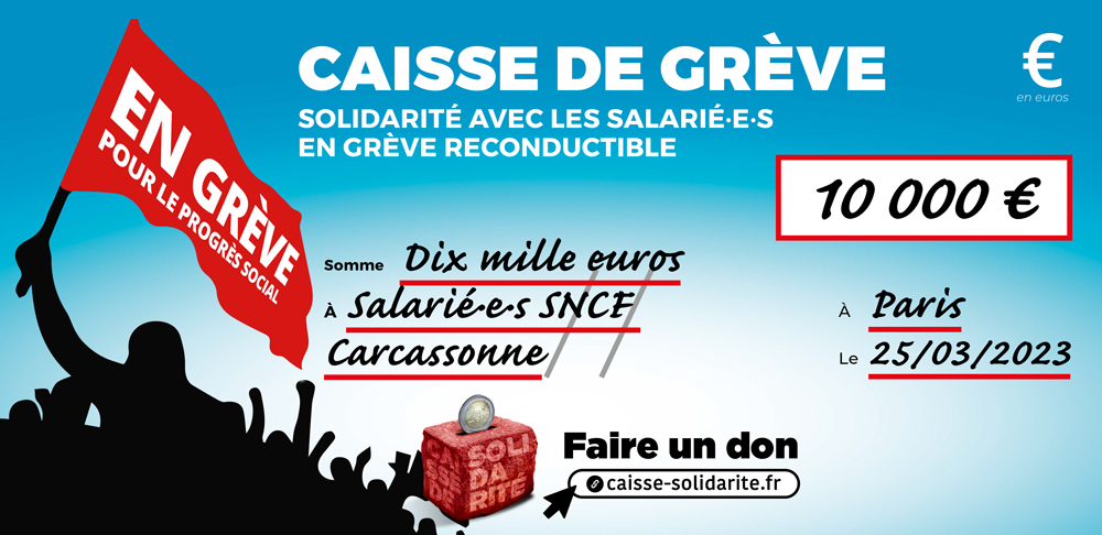 Chèque du versement à SNCF • CARCASSONNE (11)
