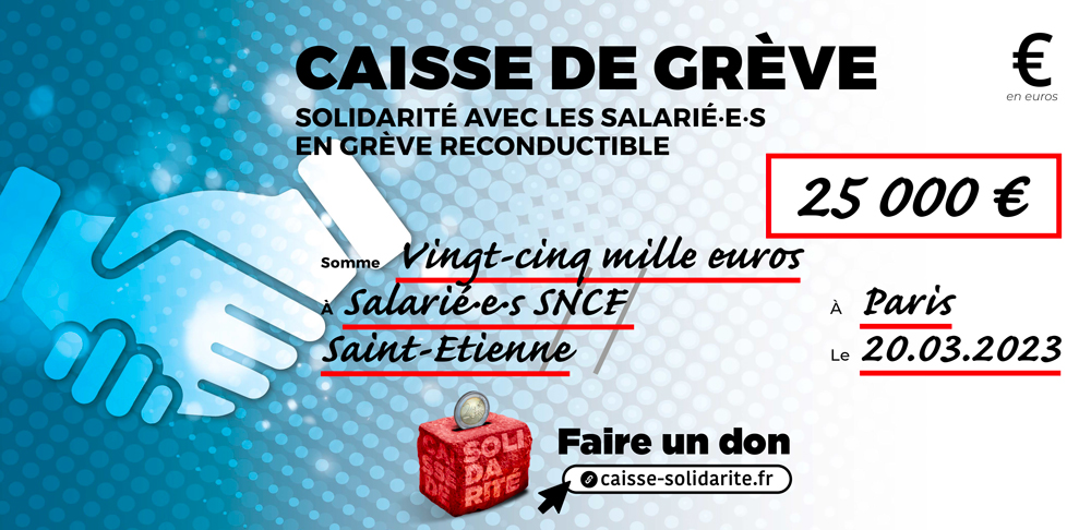Chèque du versement à SNCF • SAINT ETIENNE (42)
