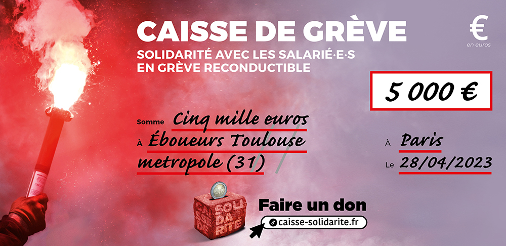 Chèque du versement à EBOUEURS • TOULOUSE (31)