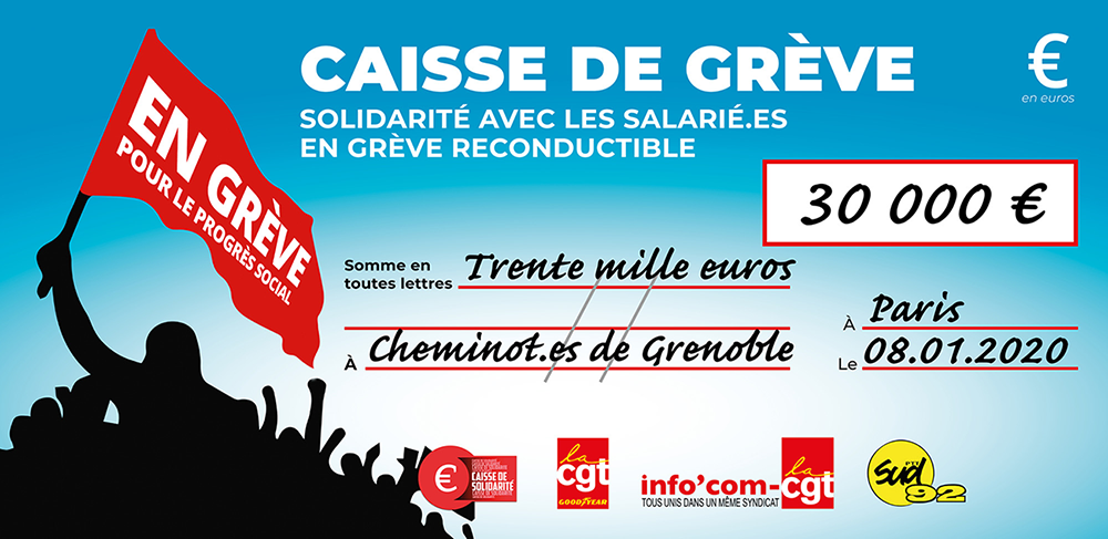 Chèque du versement à SNCF GRENOBLE-ISÈRE SECTEUR ALPES
