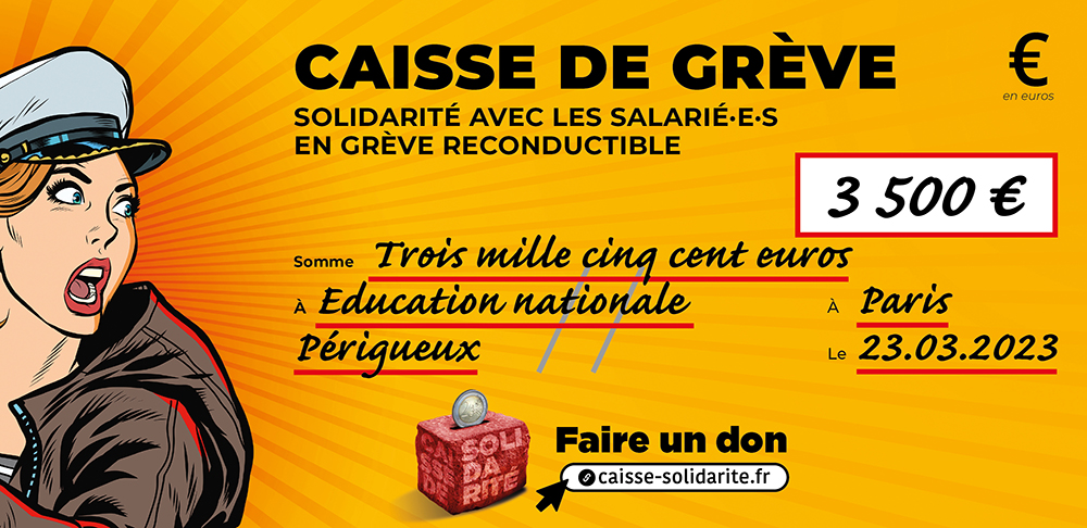 Chèque du versement à ÉDUCATION NATIONALE • PÉRIGUEUX