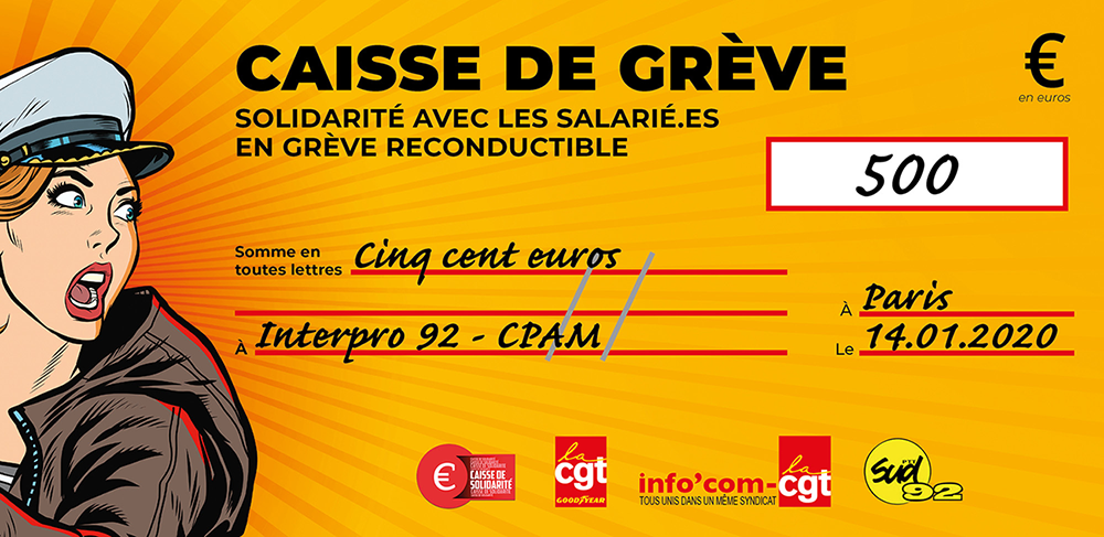 Chèque du versement à INTERPRO 92 - SÉCURITÉ SOCIALE