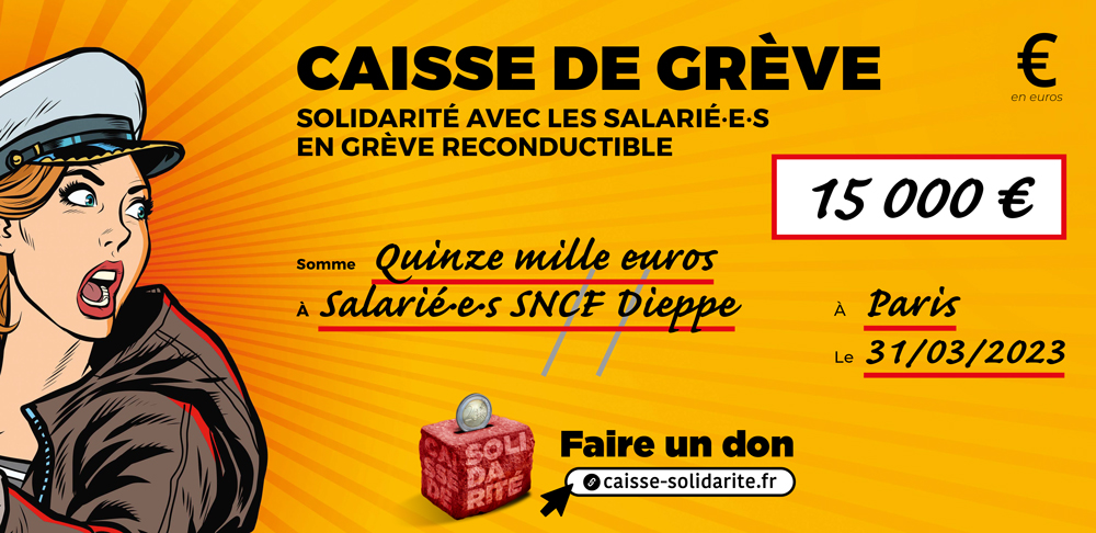 Chèque du versement à SNCF • DIEPPE (76)