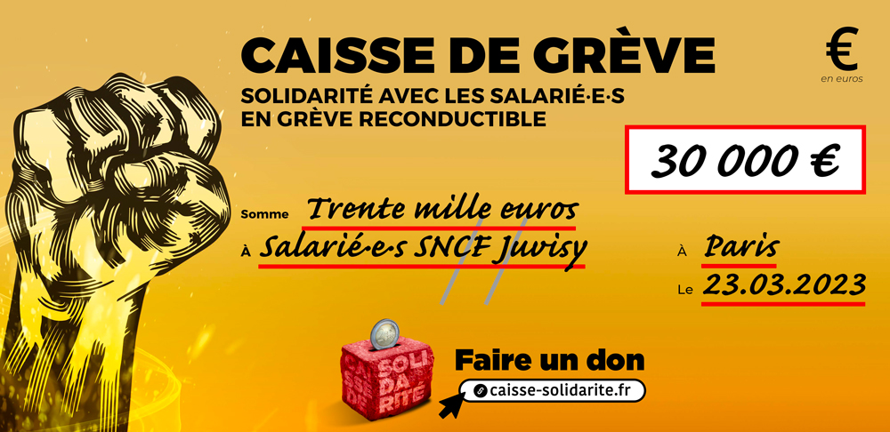Chèque du versement à SNCF • JUVISY (91)