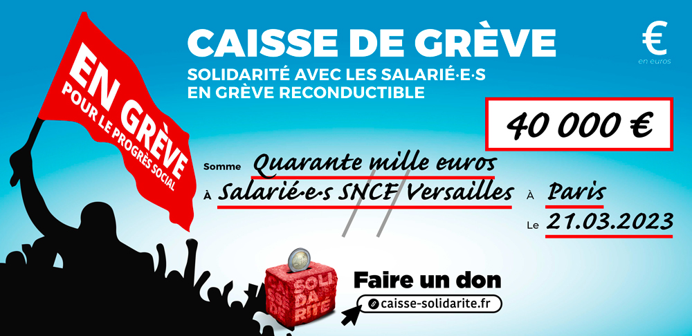 Chèque du versement à SNCF • VERSAILLES (78)