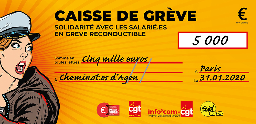 Chèque du versement à SNCF AGEN