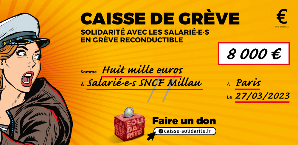 Chèque du versement à SNCF • MILLAU (12)
