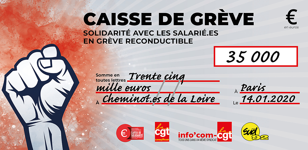 Chèque du versement à SNCF LOIRE (ST-ETIENNE-ROANNE)