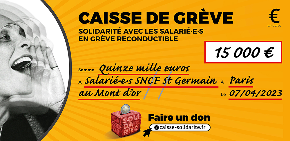 Chèque du versement à SNCF • ST GERMAIN AU MONT D'OR