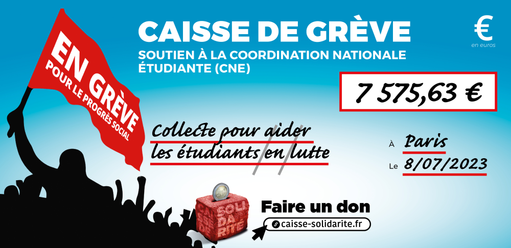 Chèque du versement à COORDINATION NATIONALE ÉTUDIANTE (CNE) • FRANCE