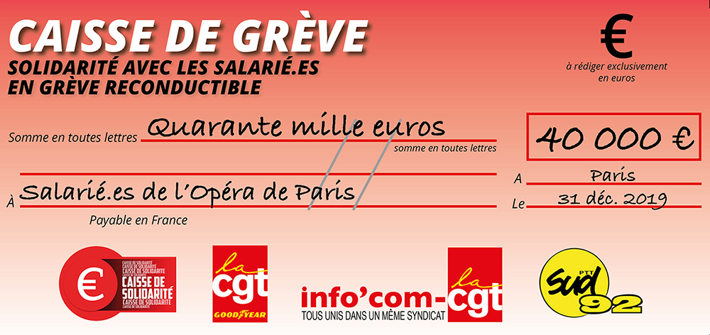Chèque du versement à OPÉRA DE PARIS