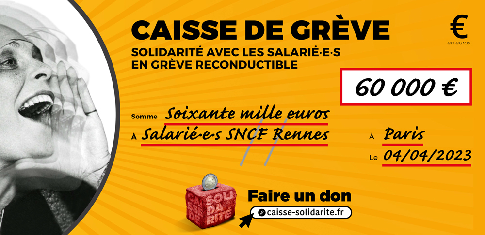 Chèque du versement à SNCF • RENNES (35)
