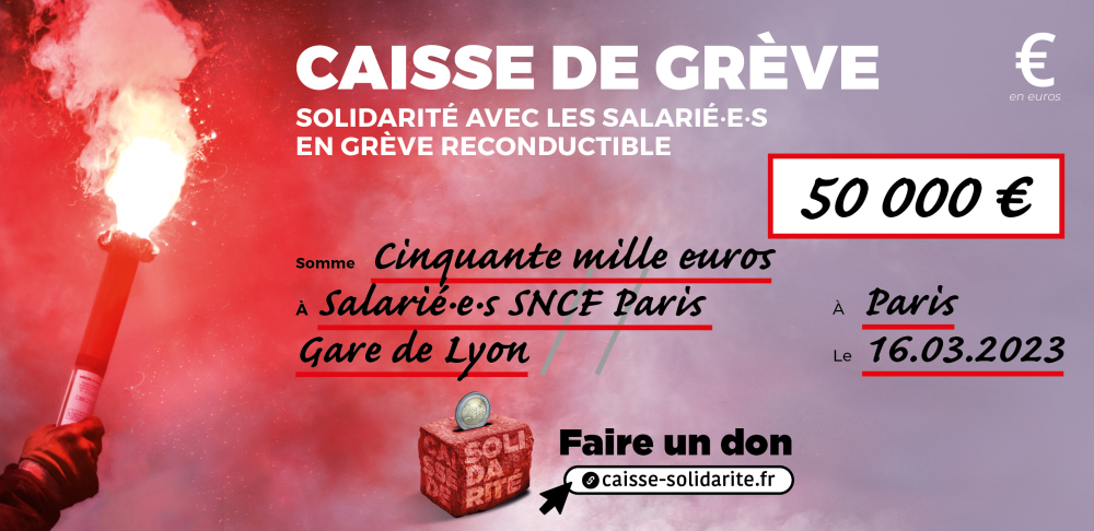 Chèque du versement à SNCF • PARIS GARE DE LYON (75)