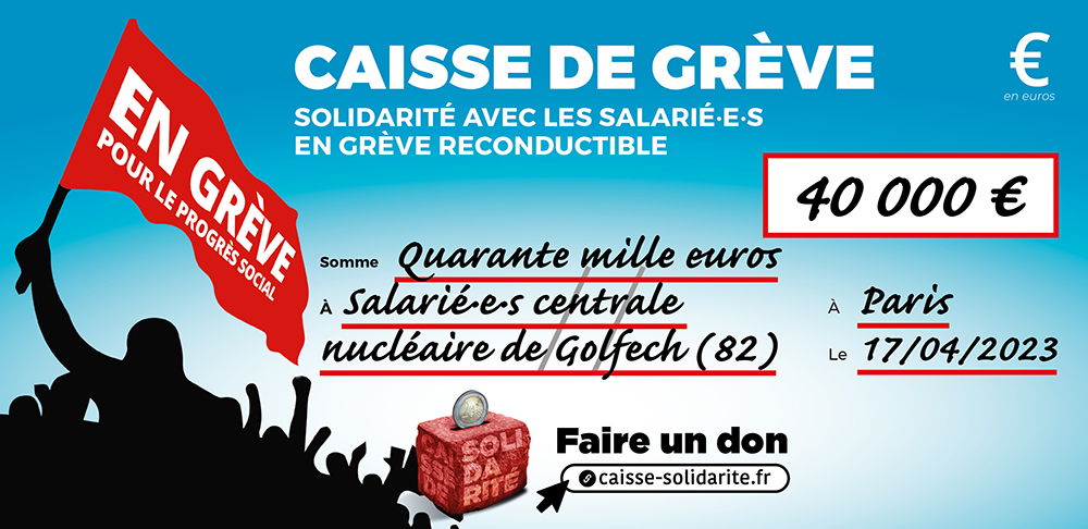 Chèque du versement à ÉNERGIE • CENTRALE DE GOLFECH (82)