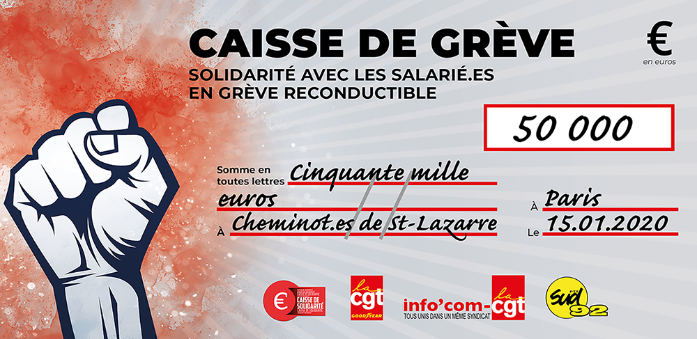 Chèque du versement à SNCF SAINT-LAZARE