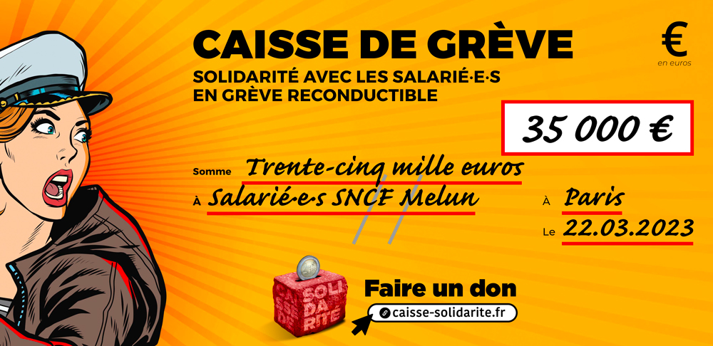 Chèque du versement à SNCF • MELUN (77)