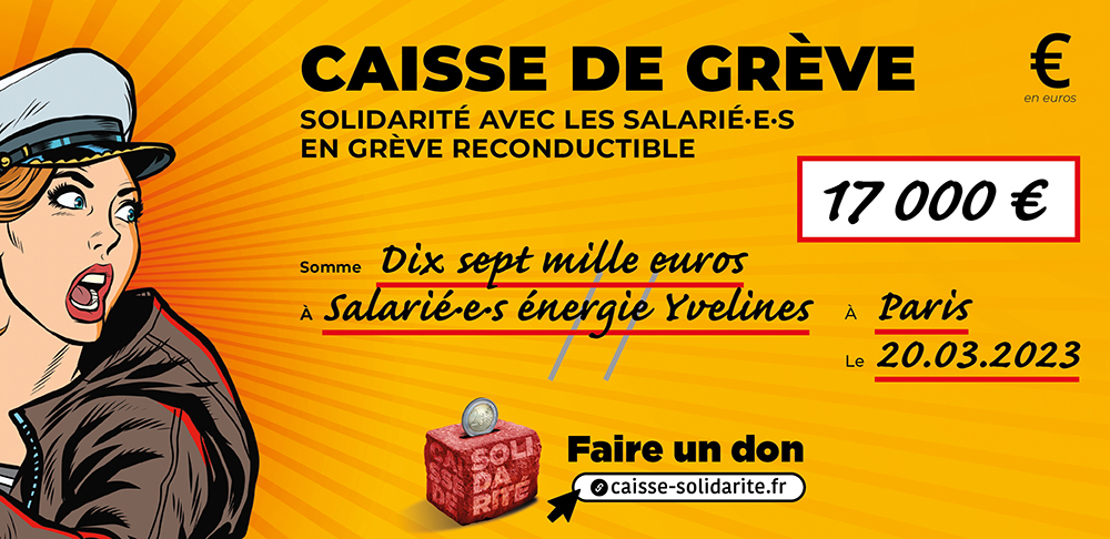 Chèque du versement à ENERGIE • YVELINES (78)