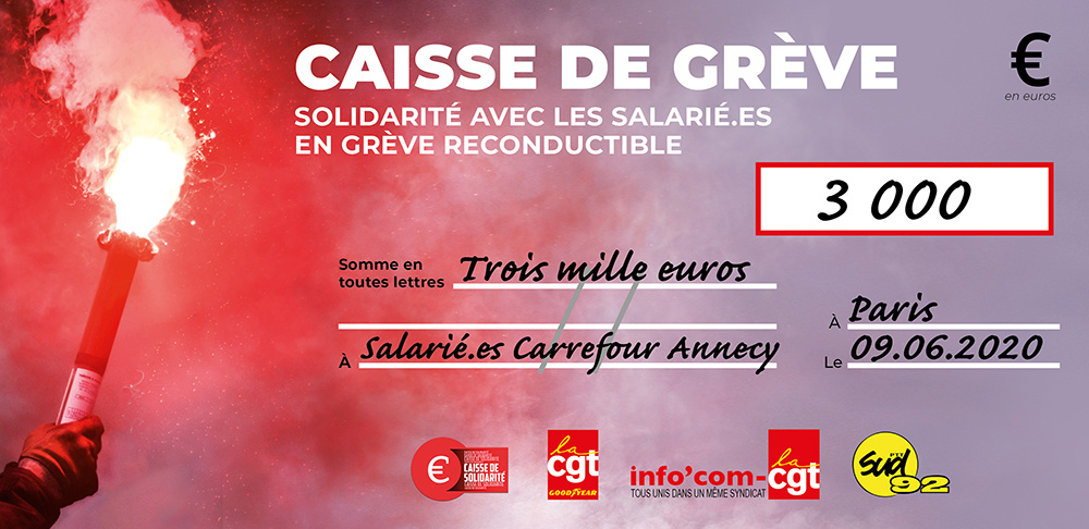 Chèque du versement à CARREFOUR ANNECY