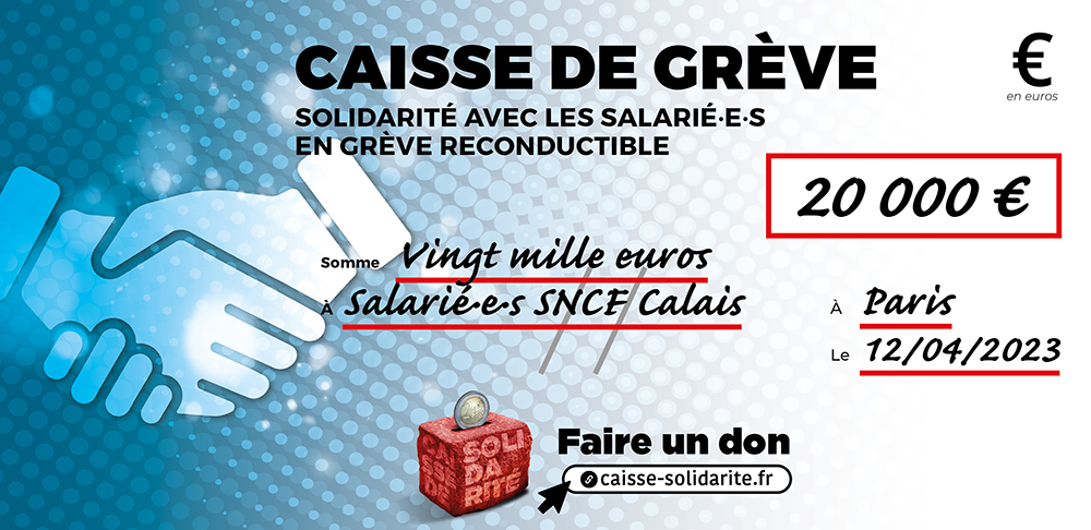 Chèque du versement à SNCF • CALAIS