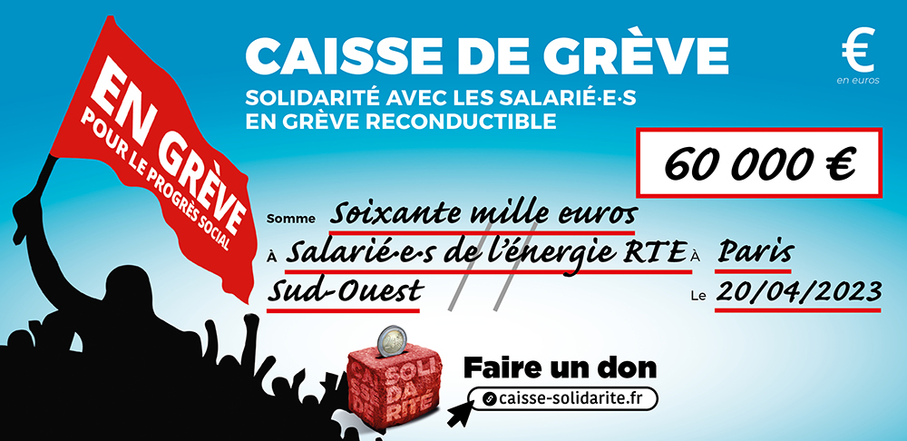 Chèque du versement à ÉNERGIE • RTE SUD-OUEST