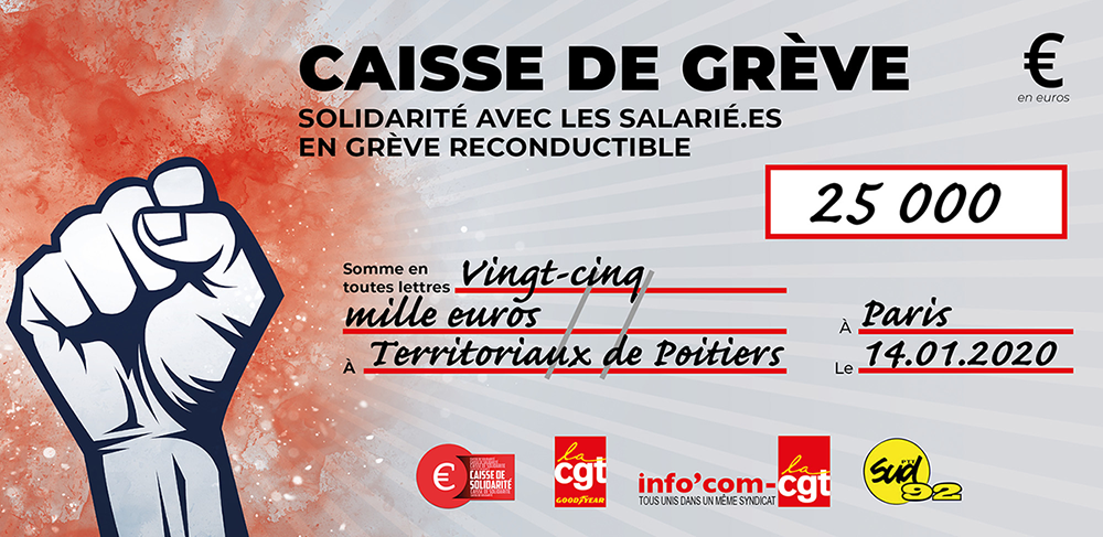 Chèque du versement à TERRITORIAUX POITIERS