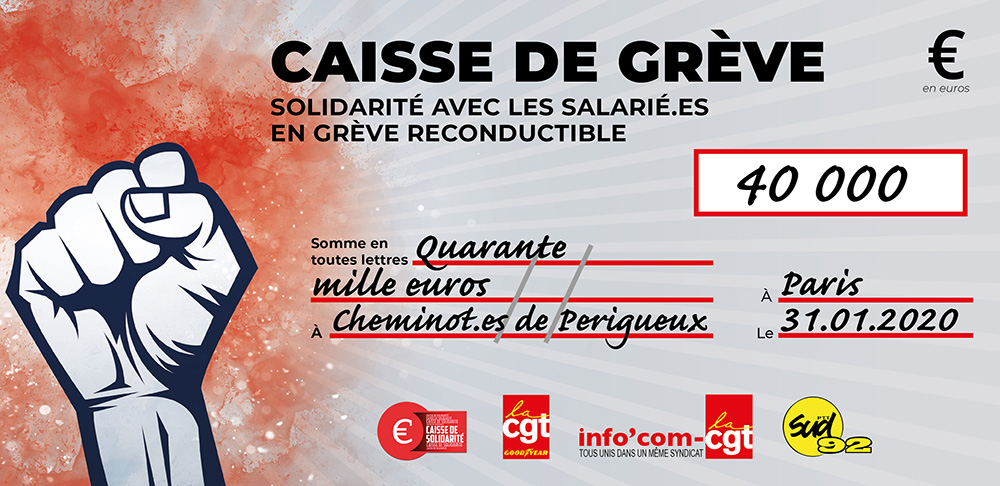 Chèque du versement à SNCF PERIGUEUX