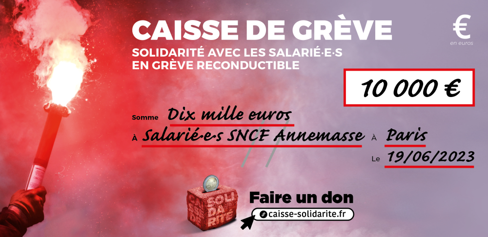 Chèque du versement à SNCF • ANNEMASSE (73)