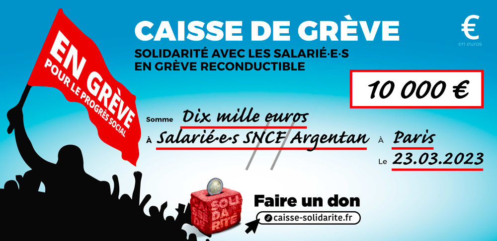 Chèque du versement à SNCF • ARGENTAN (61)