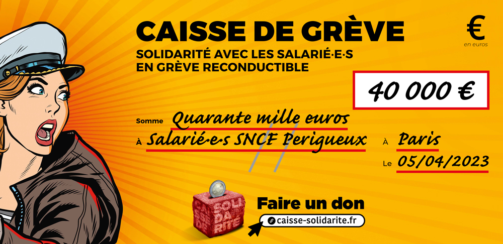 Chèque du versement à SNCF • PERIGUEUX (24)