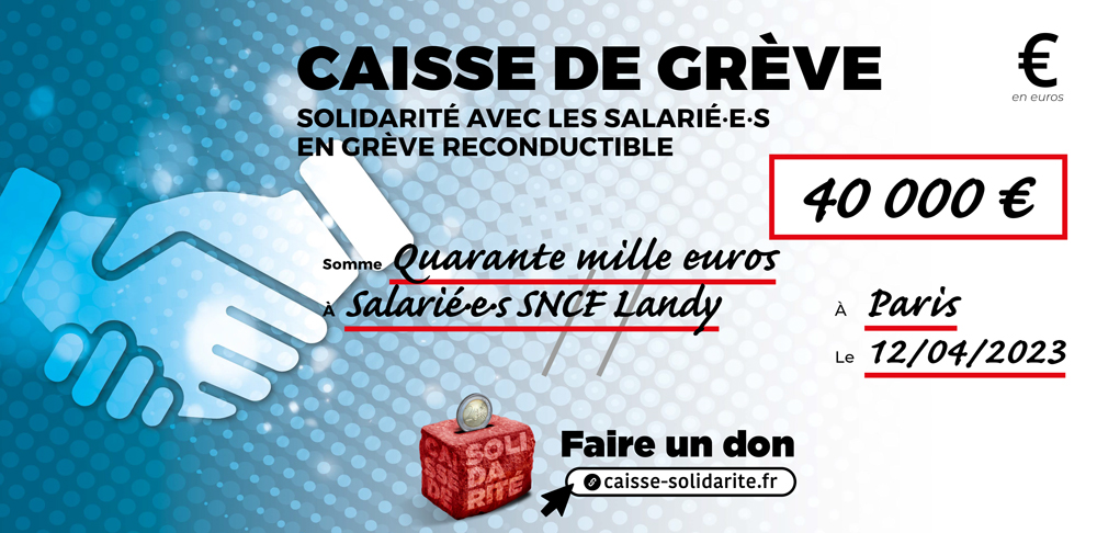 Chèque du versement à SNCF • LANDY (93)