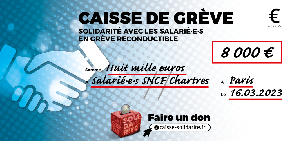 Chèque du versement à SNCF • CHARTRES (28)