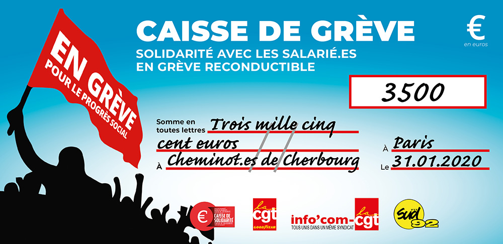 Chèque du versement à SNCF CHERBOURG
