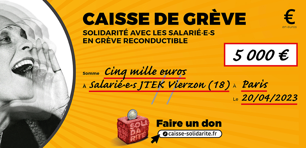 Chèque du versement à JTEK • VIERZON (18)